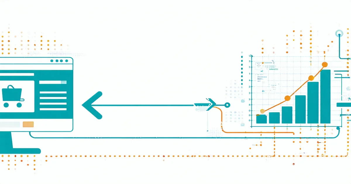 Abstract illustration of e-commerce platform data connecting to forecasting analysis
